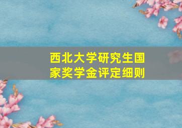 西北大学研究生国家奖学金评定细则