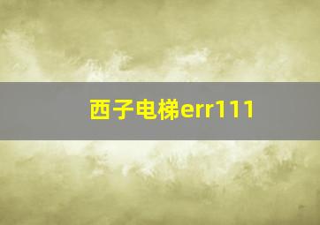 西子电梯err111