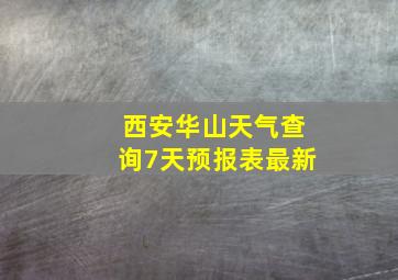 西安华山天气查询7天预报表最新