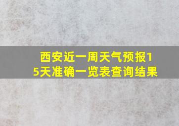 西安近一周天气预报15天准确一览表查询结果