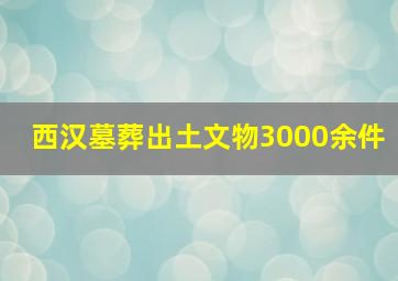 西汉墓葬出土文物3000余件