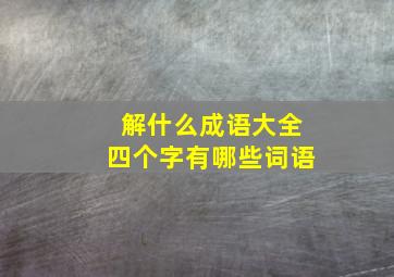 解什么成语大全四个字有哪些词语