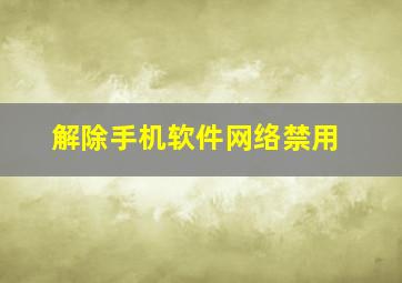 解除手机软件网络禁用