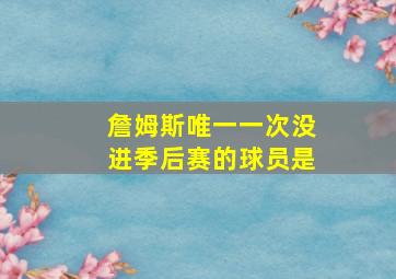 詹姆斯唯一一次没进季后赛的球员是