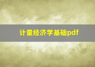 计量经济学基础pdf