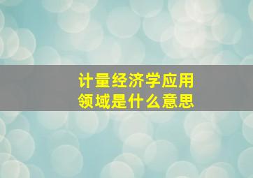 计量经济学应用领域是什么意思