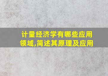 计量经济学有哪些应用领域,简述其原理及应用