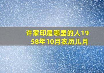 许家印是哪里的人1958年10月农历儿月