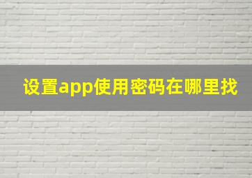 设置app使用密码在哪里找