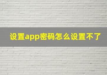 设置app密码怎么设置不了