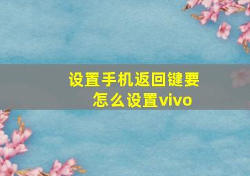 设置手机返回键要怎么设置vivo