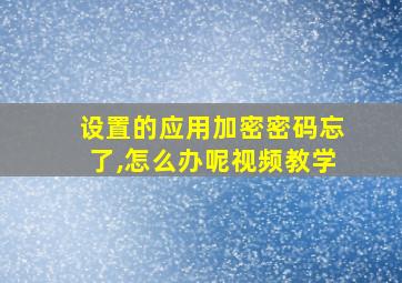 设置的应用加密密码忘了,怎么办呢视频教学