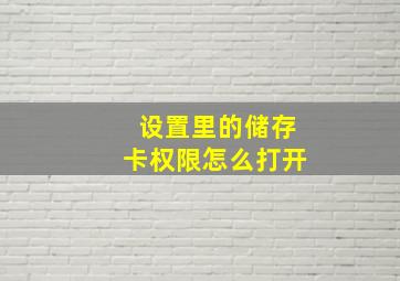 设置里的储存卡权限怎么打开