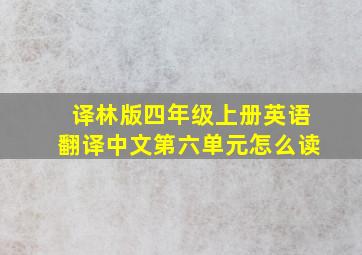 译林版四年级上册英语翻译中文第六单元怎么读