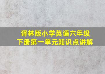 译林版小学英语六年级下册第一单元知识点讲解