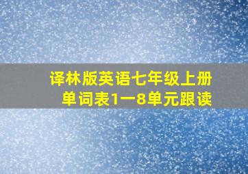 译林版英语七年级上册单词表1一8单元跟读