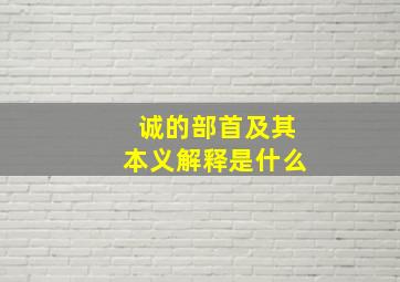 诚的部首及其本义解释是什么