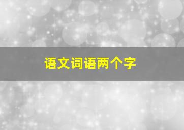 语文词语两个字