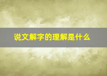 说文解字的理解是什么