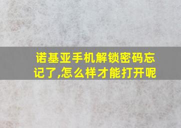 诺基亚手机解锁密码忘记了,怎么样才能打开呢