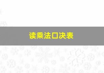 读乘法口决表