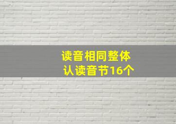 读音相同整体认读音节16个