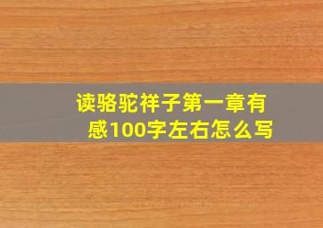 读骆驼祥子第一章有感100字左右怎么写