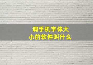 调手机字体大小的软件叫什么