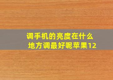 调手机的亮度在什么地方调最好呢苹果12