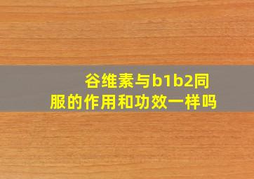 谷维素与b1b2同服的作用和功效一样吗