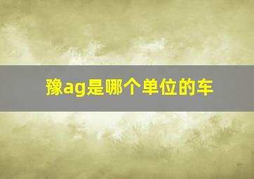 豫ag是哪个单位的车