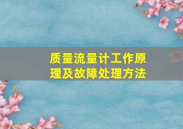 质量流量计工作原理及故障处理方法