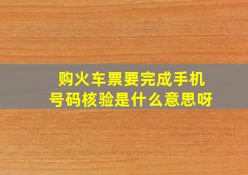 购火车票要完成手机号码核验是什么意思呀