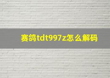 赛鸽tdt997z怎么解码