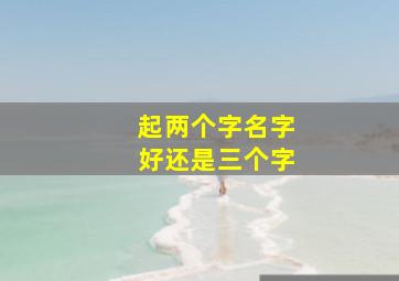 起两个字名字好还是三个字