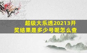 超级大乐透20213开奖结果是多少号呢怎么查