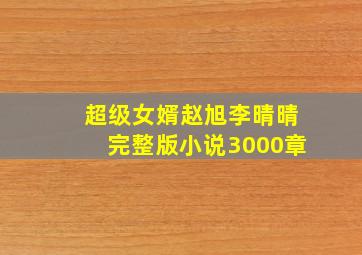 超级女婿赵旭李晴晴完整版小说3000章