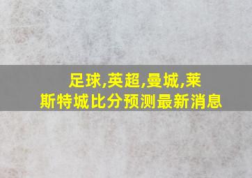 足球,英超,曼城,莱斯特城比分预测最新消息