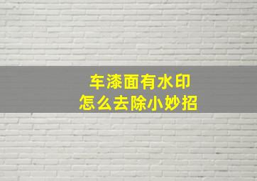 车漆面有水印怎么去除小妙招