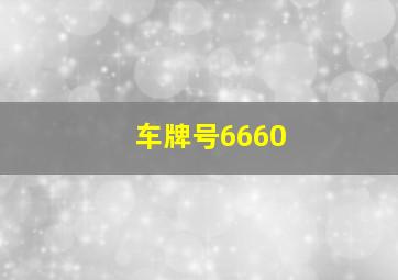 车牌号6660