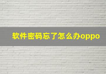 软件密码忘了怎么办oppo