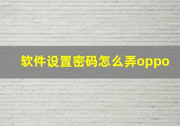 软件设置密码怎么弄oppo