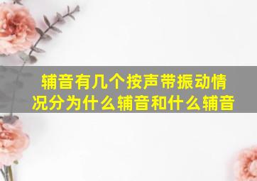 辅音有几个按声带振动情况分为什么辅音和什么辅音