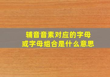 辅音音素对应的字母或字母组合是什么意思