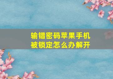 输错密码苹果手机被锁定怎么办解开