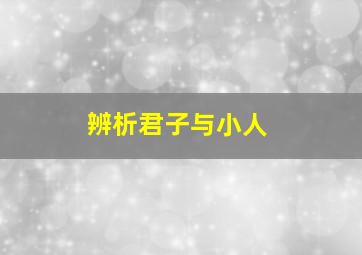 辨析君子与小人