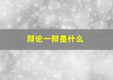 辩论一辩是什么