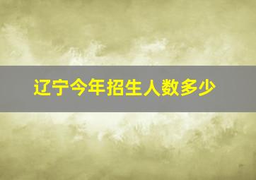 辽宁今年招生人数多少