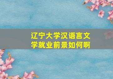 辽宁大学汉语言文学就业前景如何啊