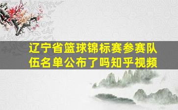 辽宁省篮球锦标赛参赛队伍名单公布了吗知乎视频